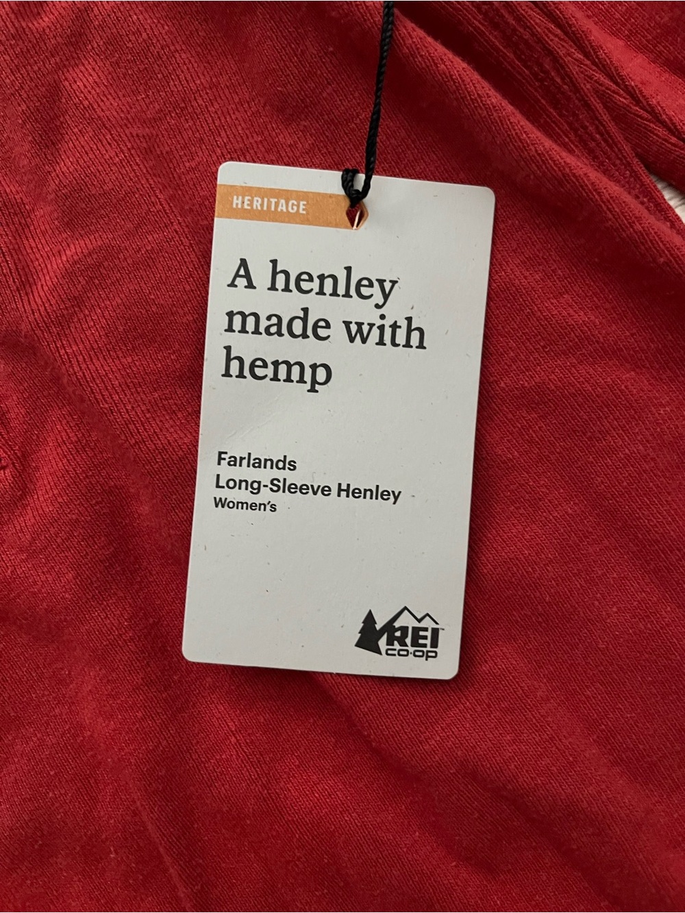 NWT REI Women’s Farlands Long Sleeve Henley Red Cascades - Size Medium - Picture 2 of 7
